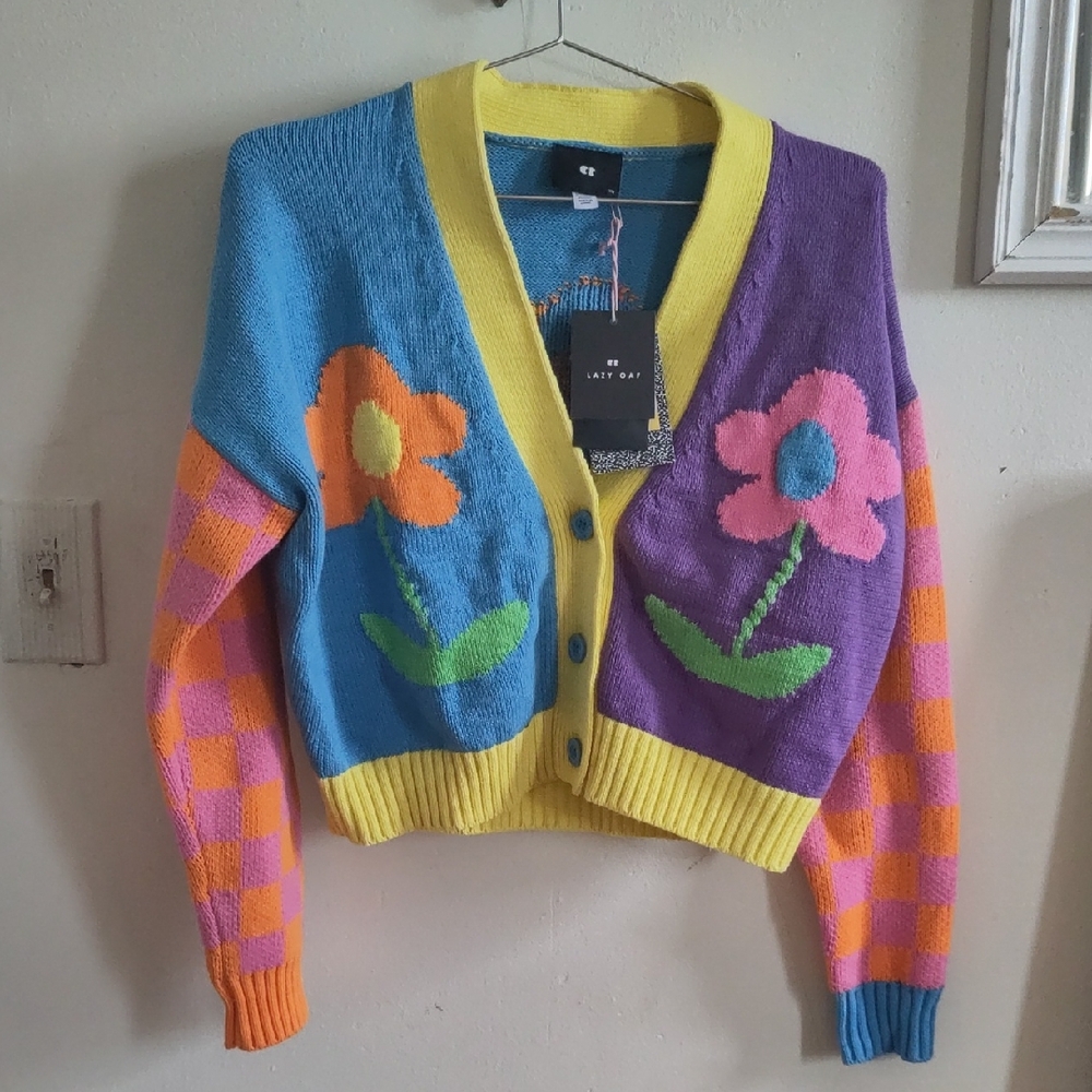 Lazy Oaf Flower Garden Crop Cardigan Sweater - Picture 4 of 6